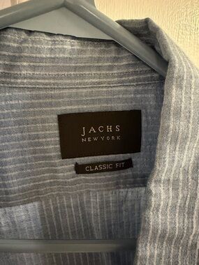 Jachs New York Light Blue Striped Casual Button Down Shirt